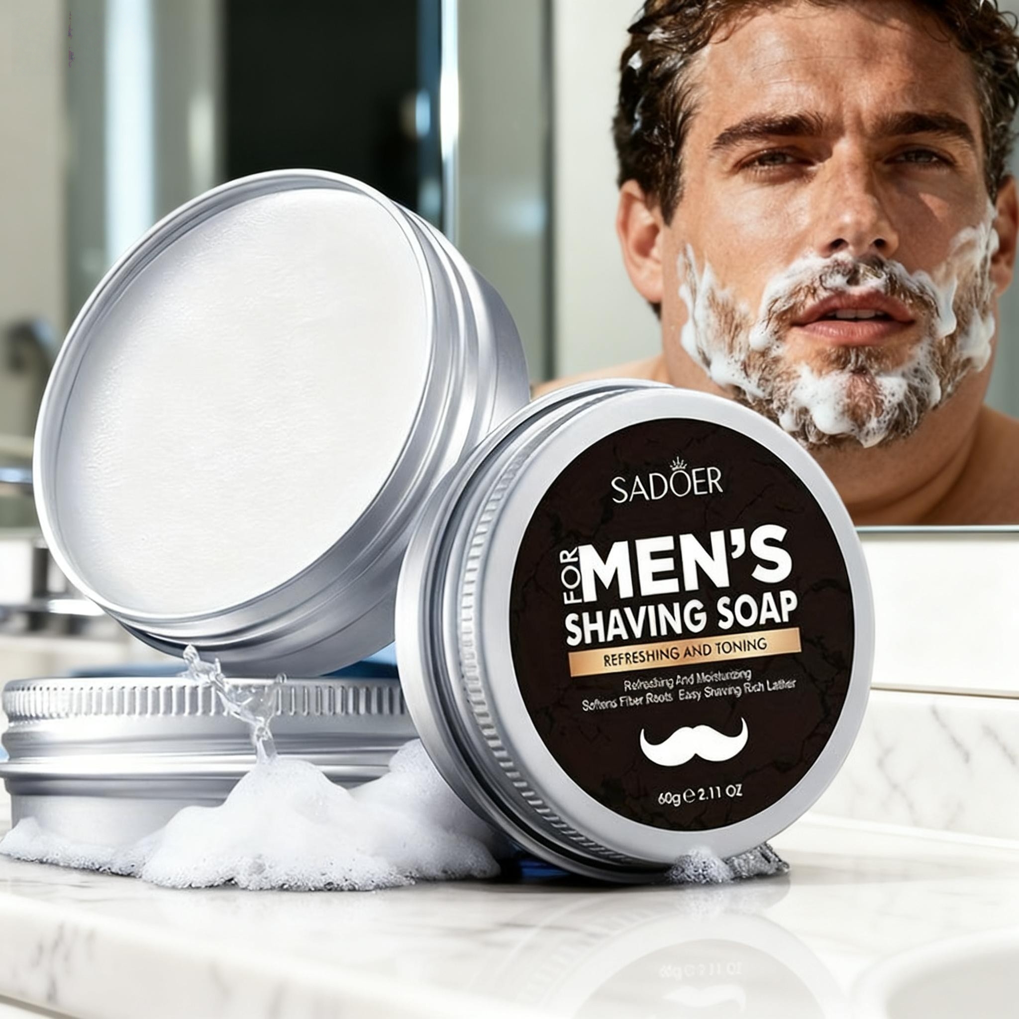Soap Making Olive Oil - 60g Men's Shaving Soap Contains Mint