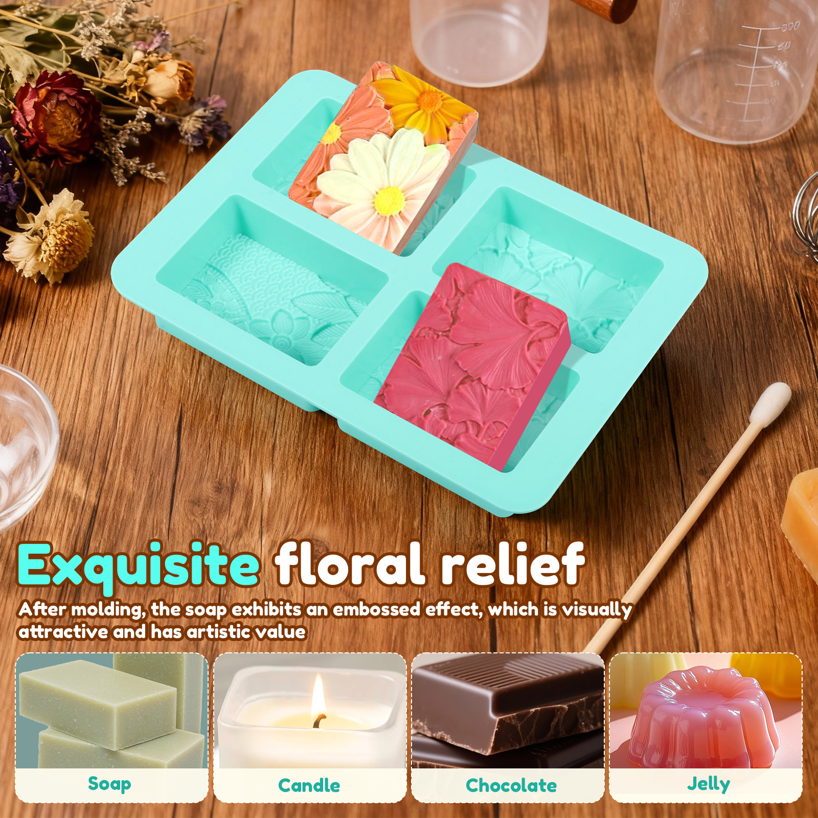 2Pcs Square Flower Handmade So - đánh giá và giá Soap Making Oils