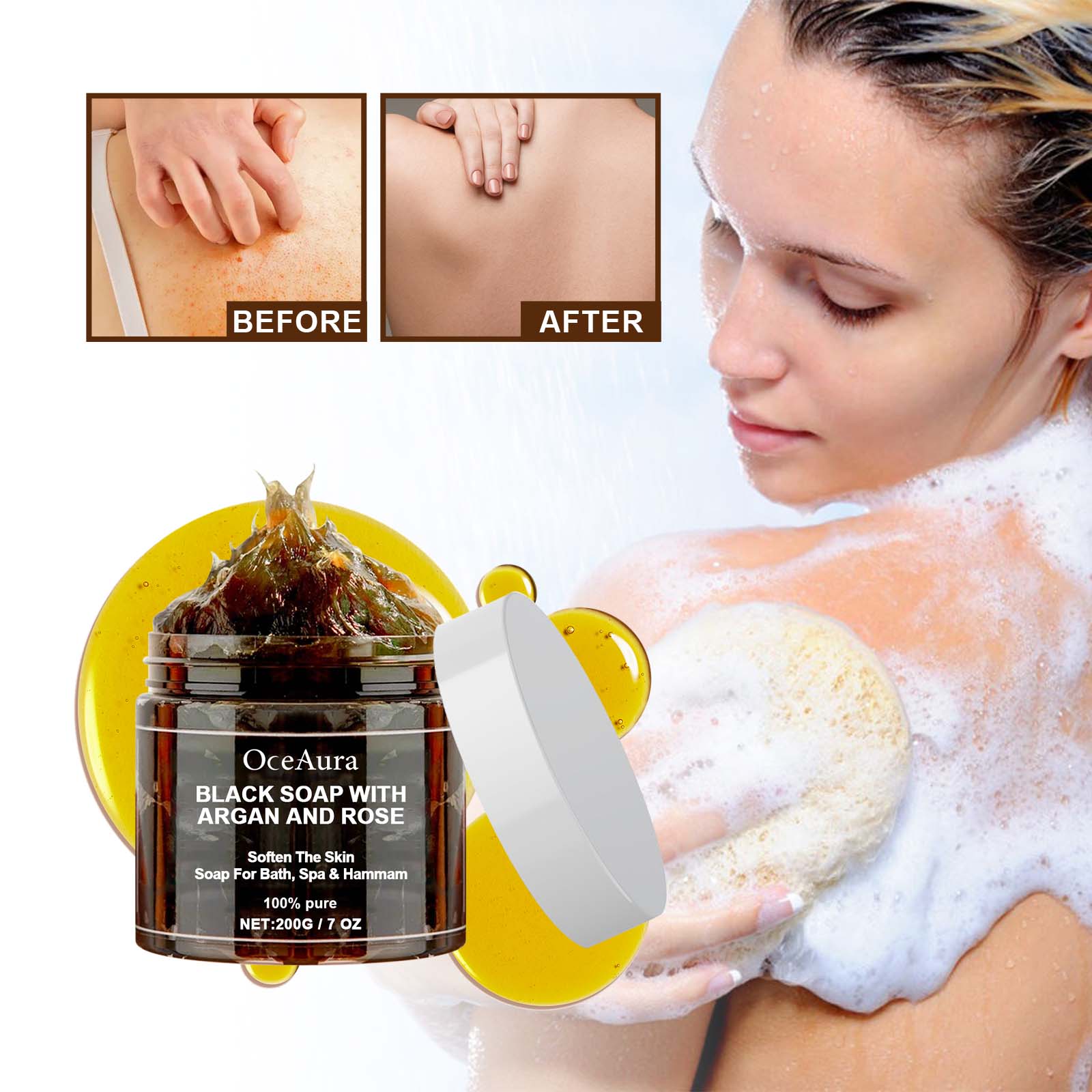 OCEAURA Black Soap With Argan  - đánh giá và giá Castor Oil Soap