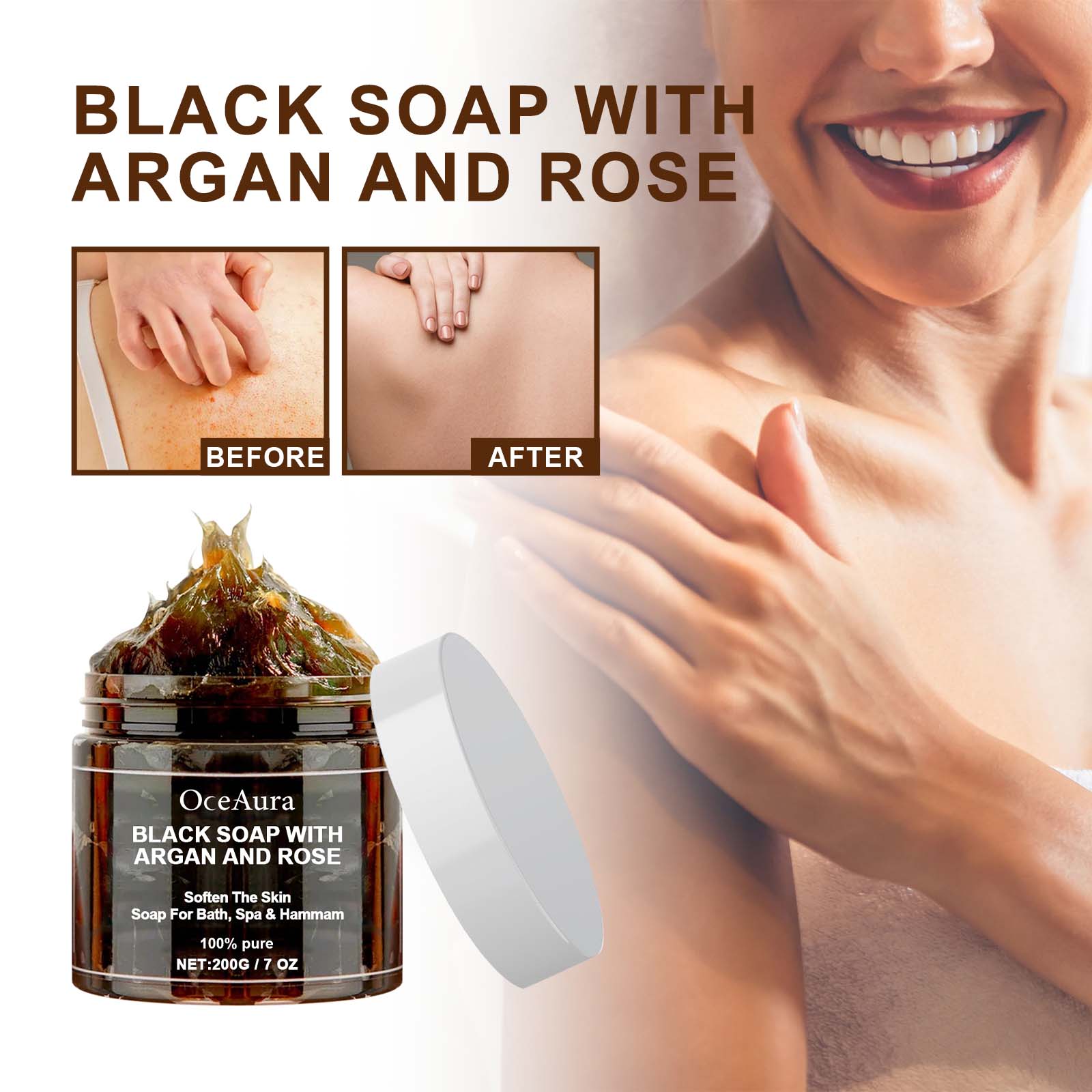 OCEAURA Black Soap With Argan  - đánh giá và giá Castor Oil Soap